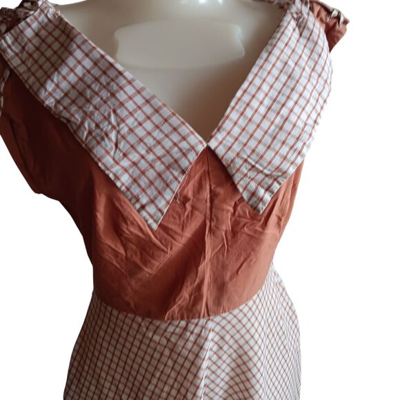 Women's sz 8 Vintage Dress 50's Fashion Frocks Checkered Country Party Dress - Picture 4 of 10